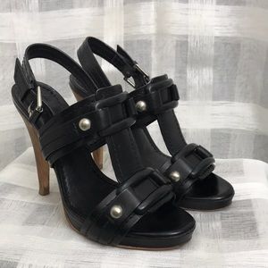 BCBG MAXAZRIA 2 Buckle High Heel Sandal